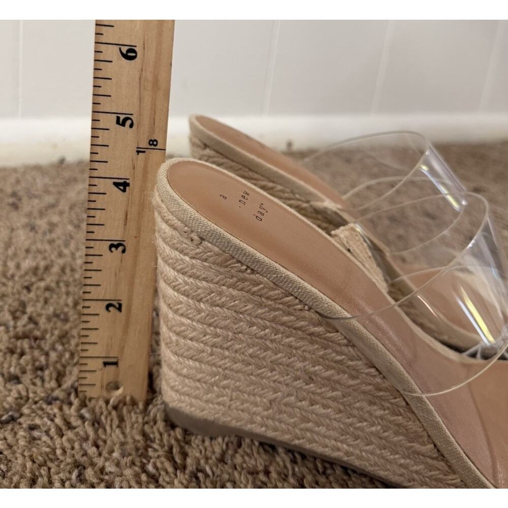 A New Day Clear Strap Espadrille Wedge Sandals Nude Beige Size 11 NWT - Picture 7 of 8